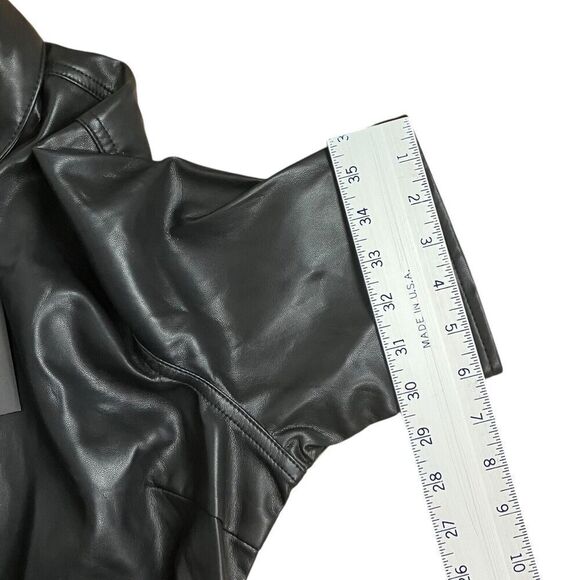 BLANK NYC Dress Womens L Black Mini Shirt Snap Button Vegan Leather Fall Biker - Picture 10 of 16